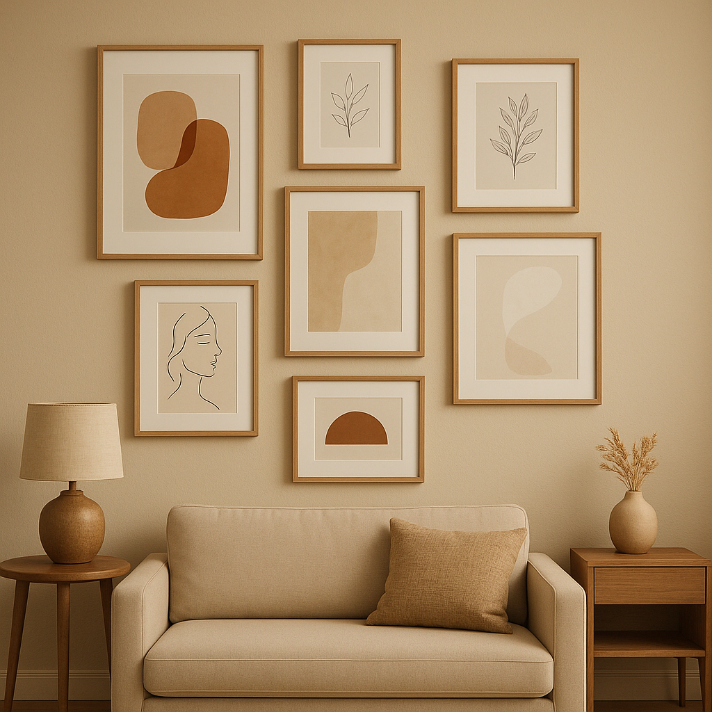 Mur de cadres déco pour embellir votre intérieur avec une galerie de tableaux modernes