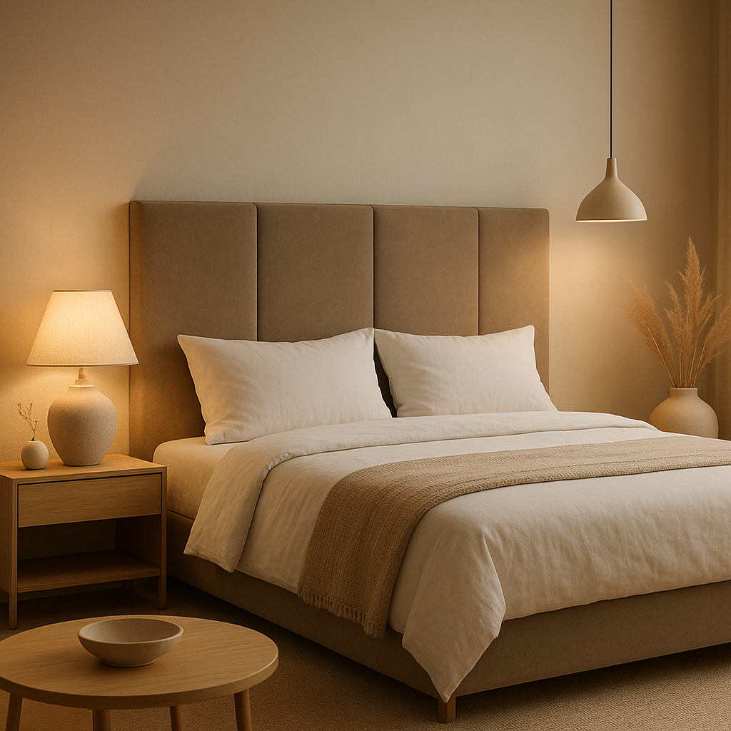 Tête de lit sur mesure en tissu, bois ou cuir pour une chambre à coucher personnalisée et élégante.