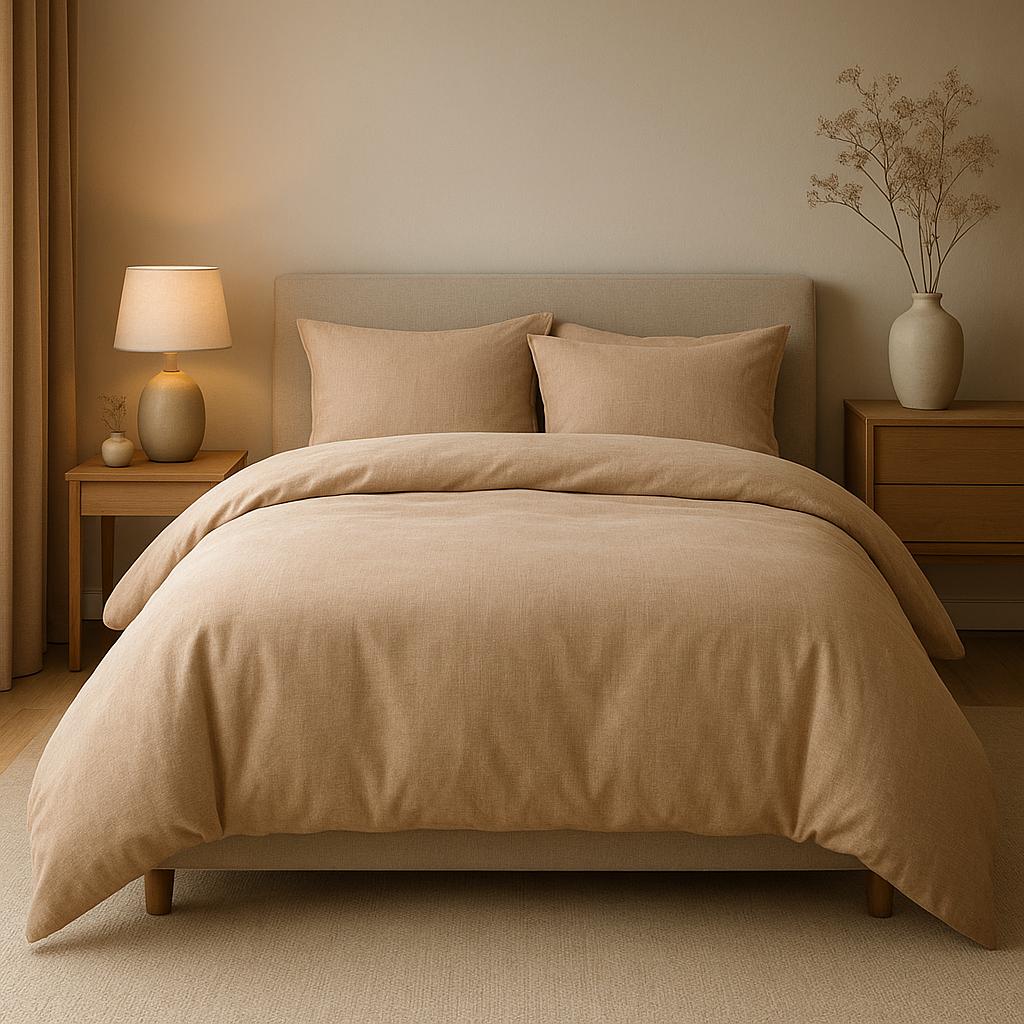 Housse de couette 200x200 en lin, motif naturel pour une déco de chambre apaisante et élégante.