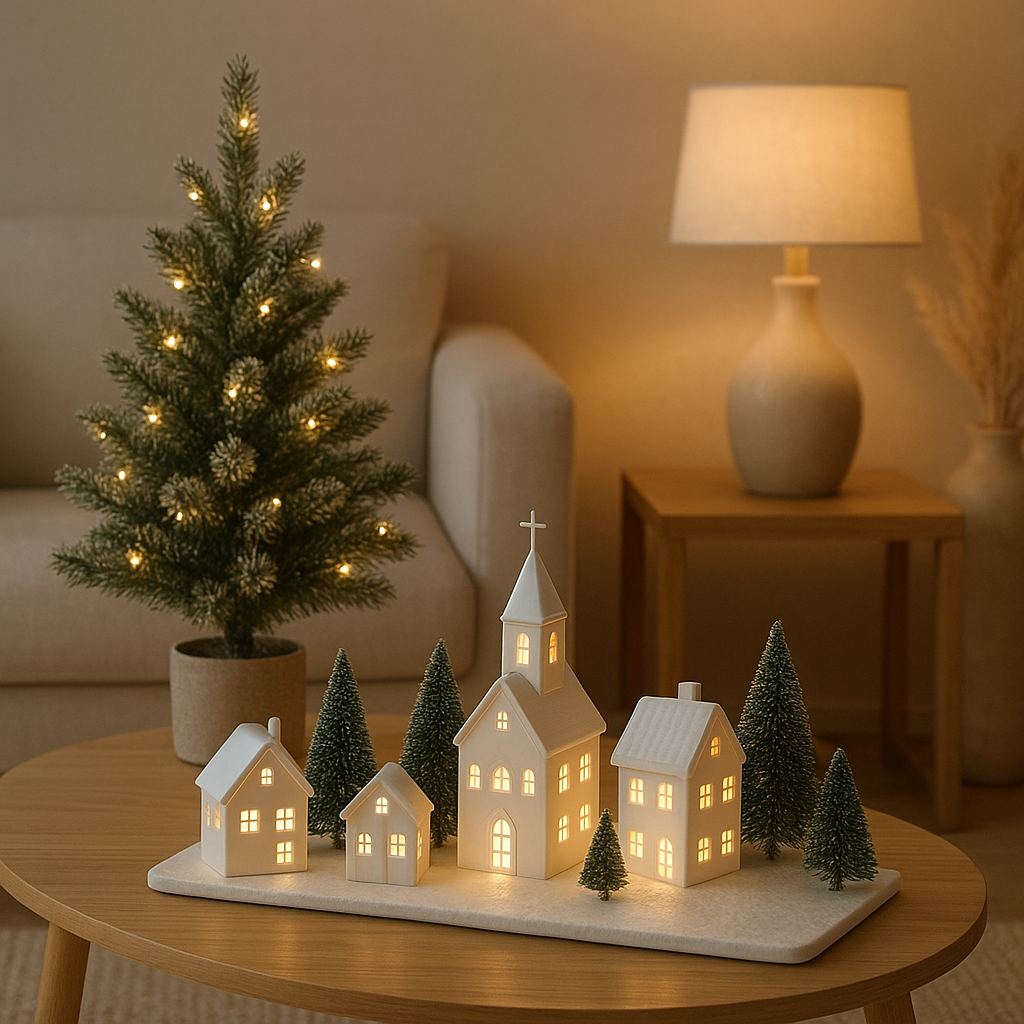 Décoration de Noël village illuminé pour créer une ambiance féerique à la maison