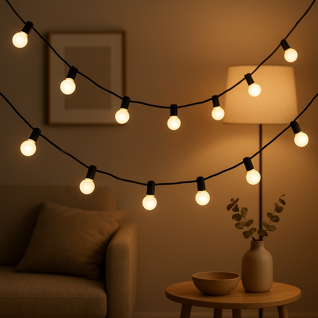 Guirlande lumineuse guinguette pour décorer votre terrasse ou jardin d'une ambiance festive et chaleureuse.