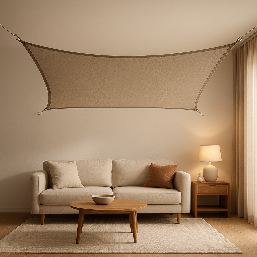 Voile d'ombrage rectangulaire 4x3m pour terrasse ou jardin, protection solaire ajustable et élégante.