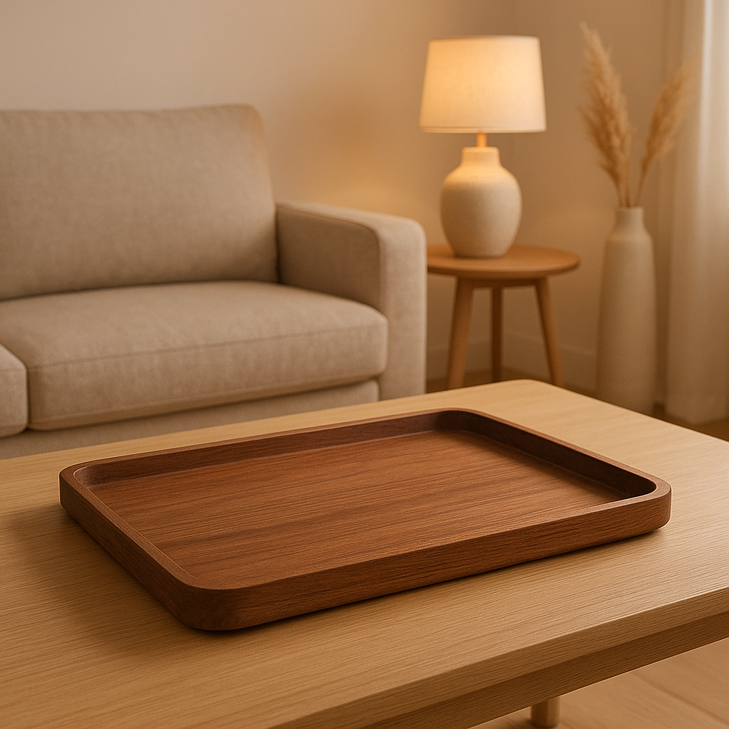 Plateau en bois de table design pour une déco d'intérieur élégante et naturelle