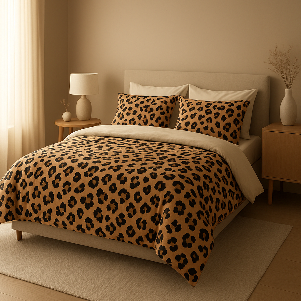 Housse de couette guepard noir et or pour une déco jungle moderne et sauvage