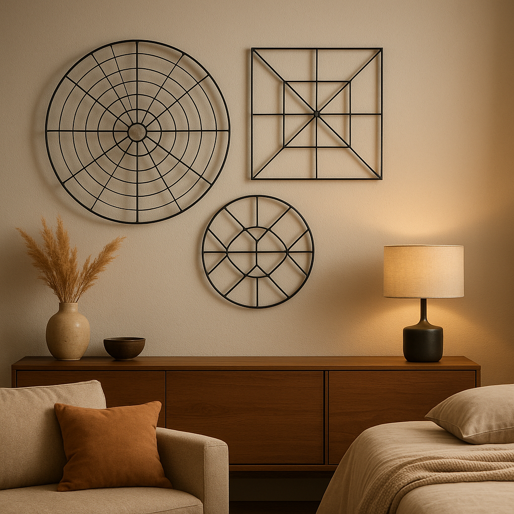 Décoration murale industrielle en métal et bois pour un intérieur moderne et épuré