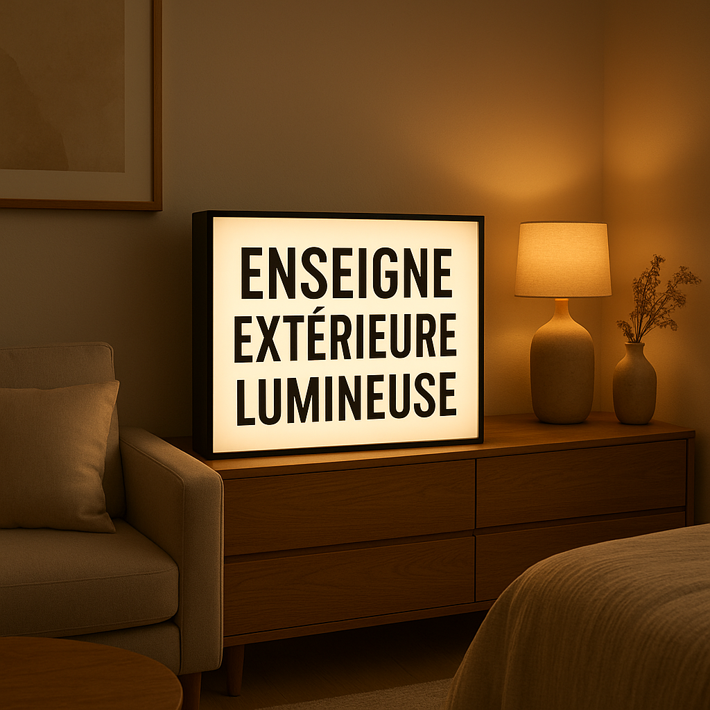 Enseigne extérieure lumineuse LED personnalisable pour vitrine et commerce