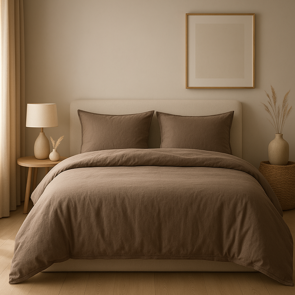 Housse de couette bm en lin, un tissu naturel pour une chambre paisible et élégante.