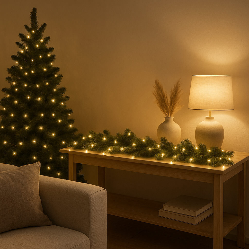 Guirlande lumineuse LED pour sapin de Noël, décor intérieur chaleureux et festif