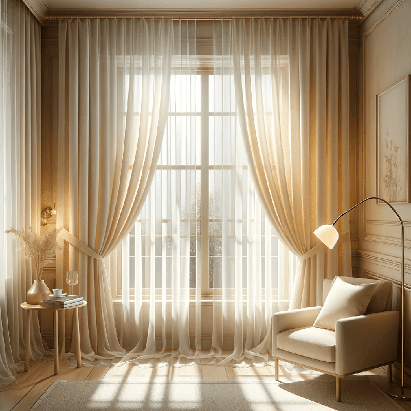 Un voilage crème léger et aérien, idéal pour tamiser la lumière et apporter une touche de douceur à votre intérieur.