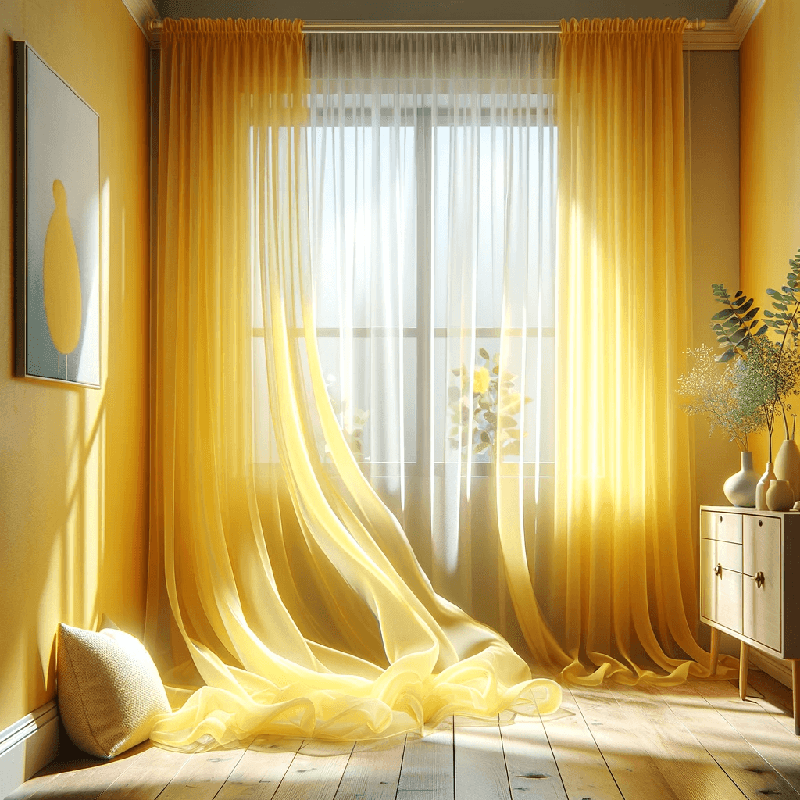 Légèreté et luminosité s'invitent avec ce voilage jaune, apportant une touche de soleil à votre intérieur.
