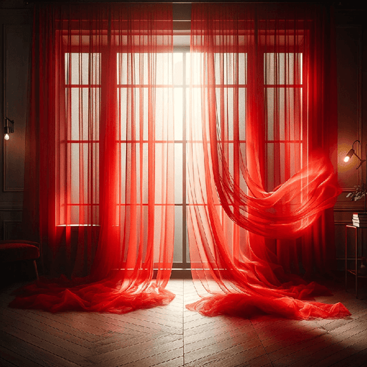 Un voilage rouge, léger et transparent, apportant une touche chaleureuse et lumineuse à votre intérieur.