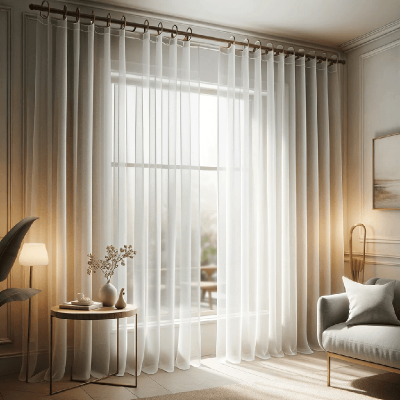 Voilage léger à pattes pour une décoration aérienne et discrète, idéal pour tamiser la lumière en toute simplicité.