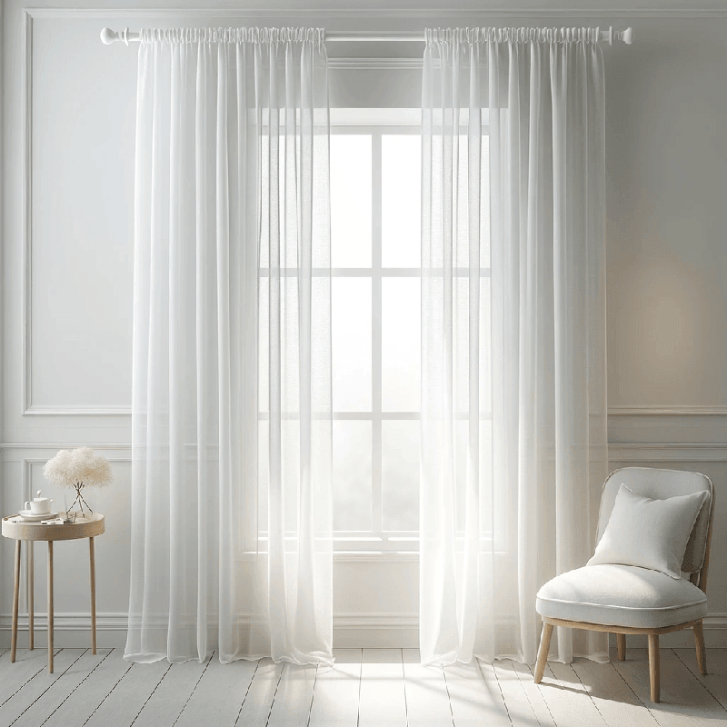 Un voilage délicat orné de motifs en crochet, apportant une touche d'élégance et de légèreté à votre intérieur.
