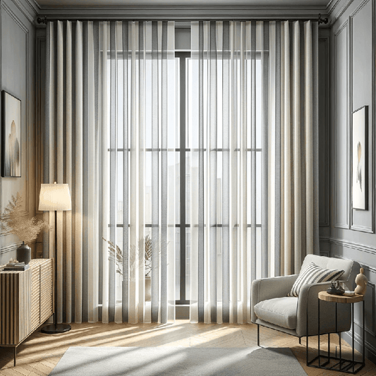 Des rayures verticales élégantes pour un voilage raffiné et moderne, idéal pour apporter une touche de style à votre intérieur.