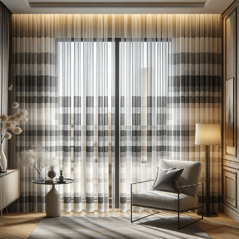 Des rayures horizontales épurées pour un voilage élégant et intemporel, idéal pour apporter une touche de modernité à votre intérieur.
