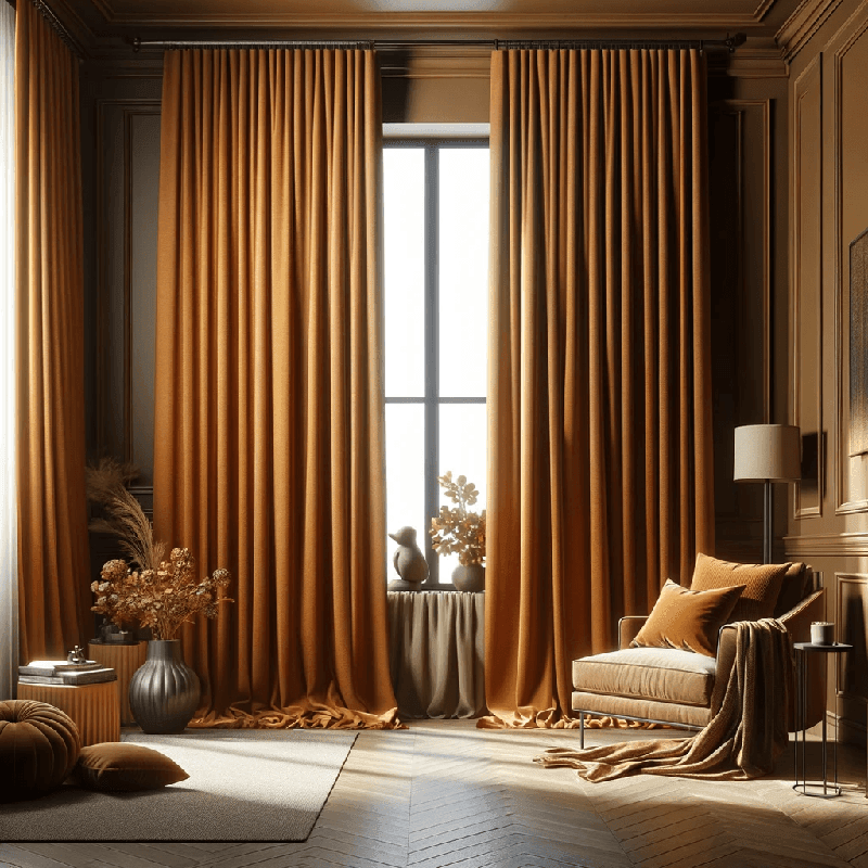 Un rideau ocre, doux et chaleureux, apportant une touche élégante et naturelle à votre intérieur.