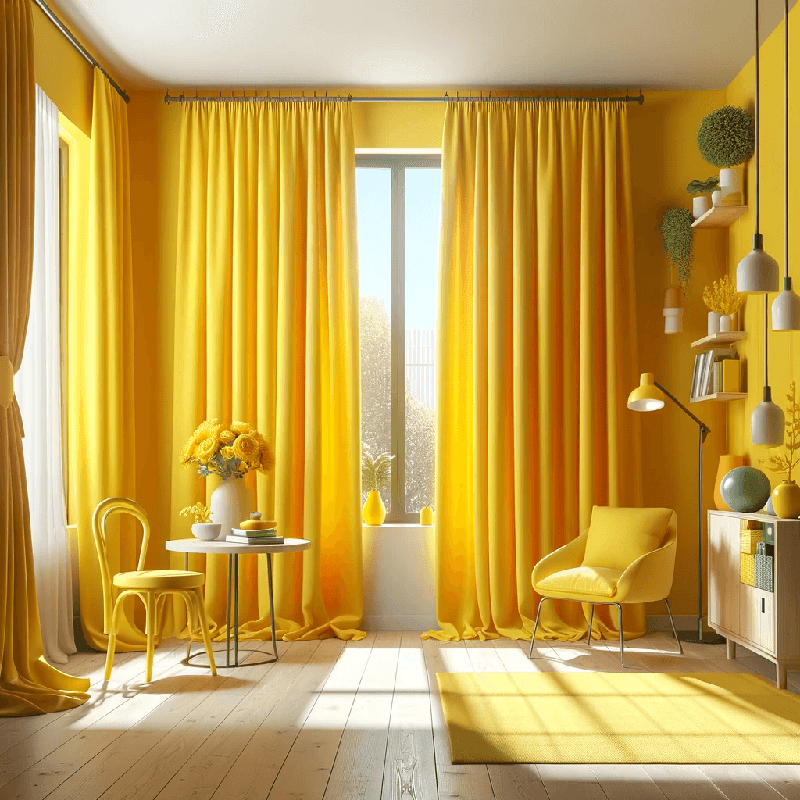 Un rideau jaune citron, lumineux et pétillant, apportant une touche de fraîcheur et de gaieté à votre intérieur.