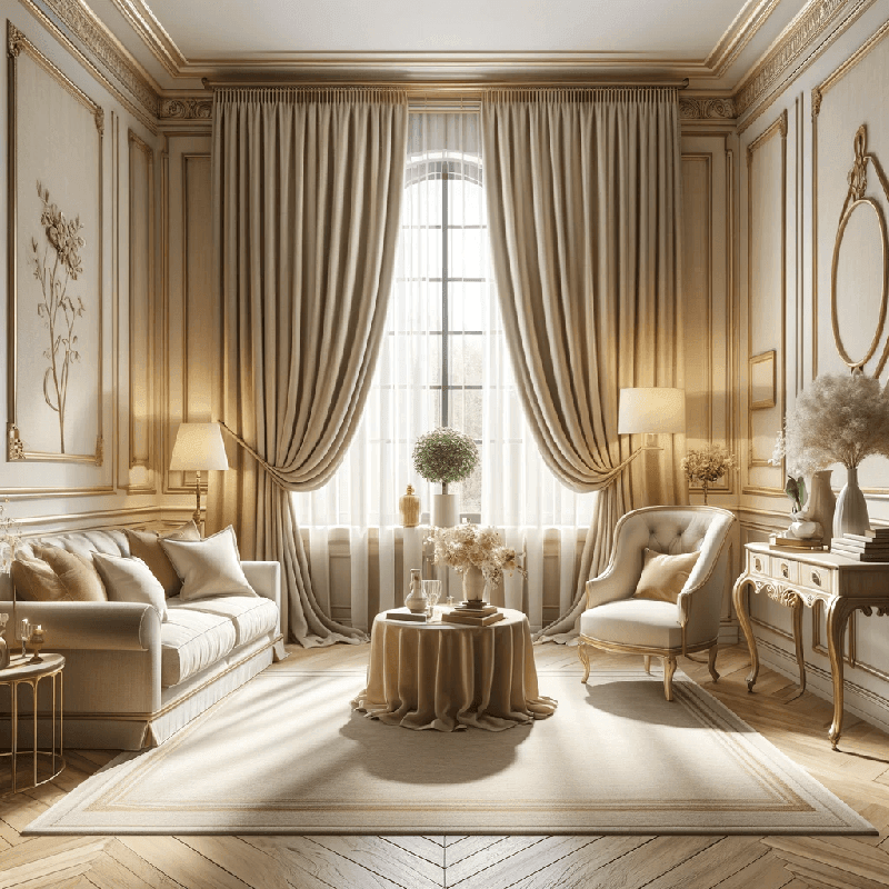 Un rideau crème au tombé élégant, apportant une touche de douceur et de luminosité à votre intérieur.