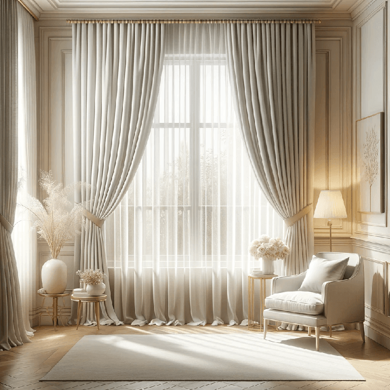 Un rideau d'un blanc chaud et lumineux, apportant une touche élégante et intemporelle à votre intérieur.