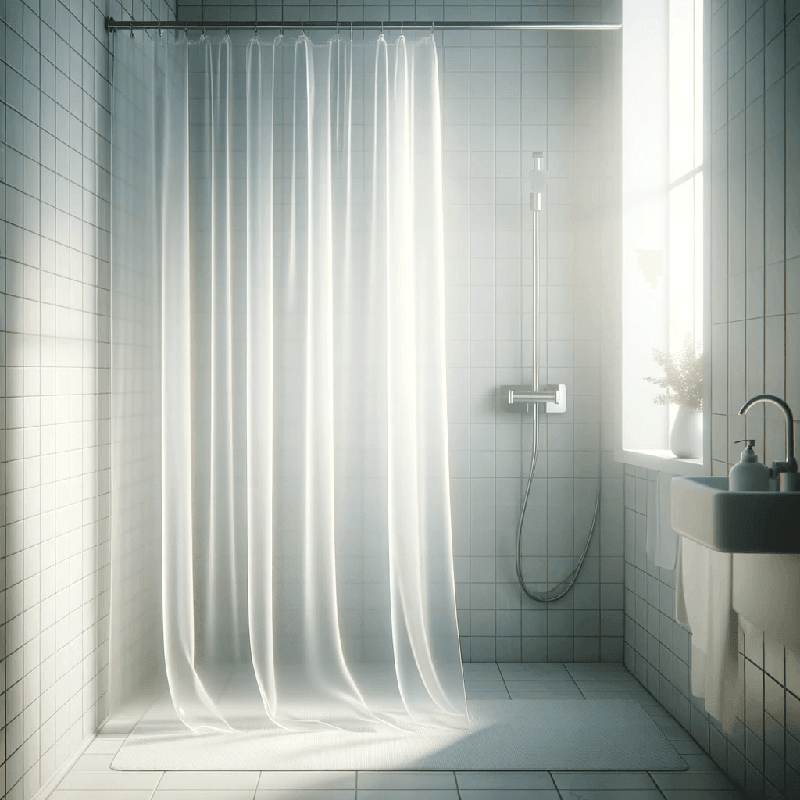 Un rideau de douche transparent, apportant une touche de légèreté et de modernité à votre salle de bain.