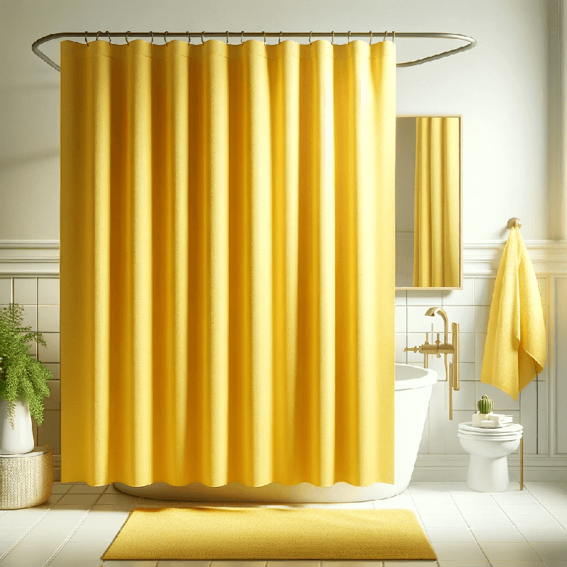 Un rideau de douche jaune vif, apportant une touche de soleil et de gaieté à votre salle de bain.
