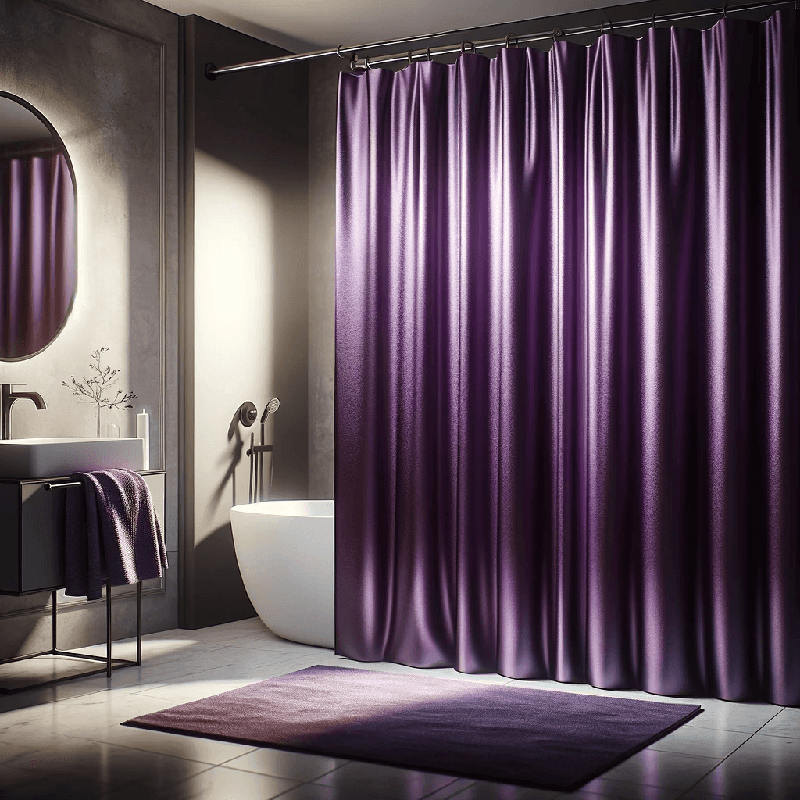 Un rideau de douche violet, élégant et moderne, apportant une touche de couleur et de style à votre salle de bain.