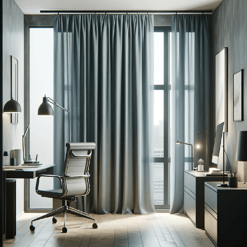 Un rideau bureau au design épuré, idéal pour apporter une touche de style et d'intimité à votre espace de travail.
