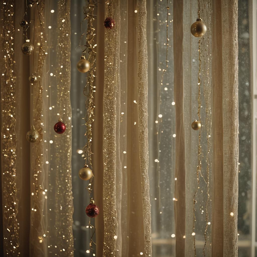 Créez une ambiance chaleureuse avec ce rideau aux motifs festifs pour célébrer Noël avec style.