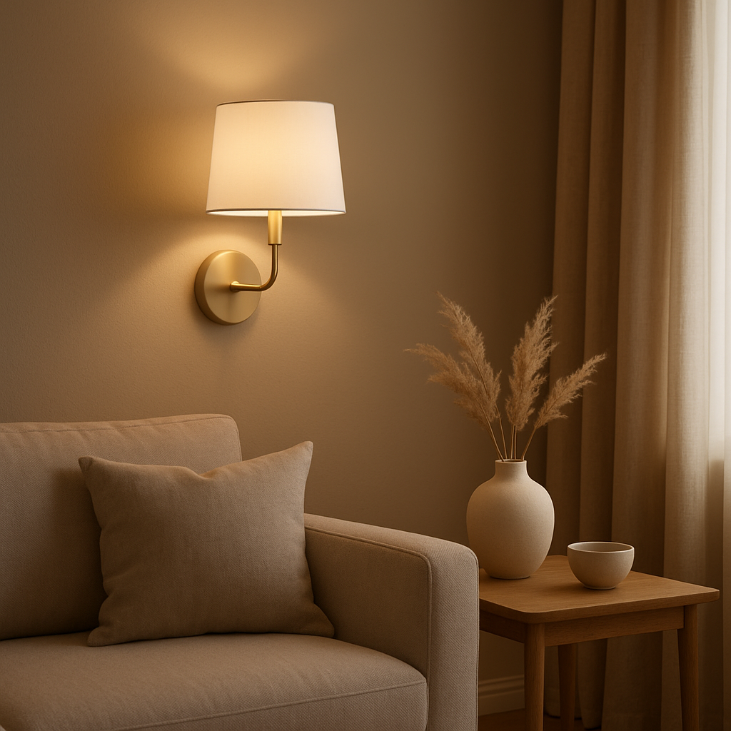 Applique murale moderne pour salon, design épuré et éclairage chaleureux pour ambiance cosy