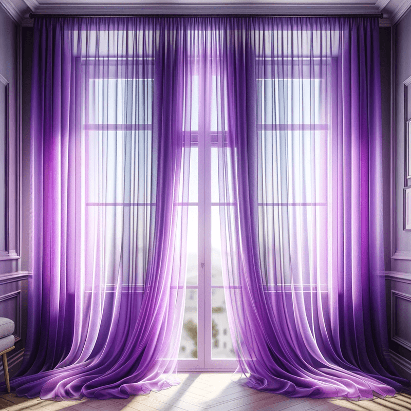 Un voilage violet, léger et transparent, apportant une touche de couleur et de douceur à votre intérieur.