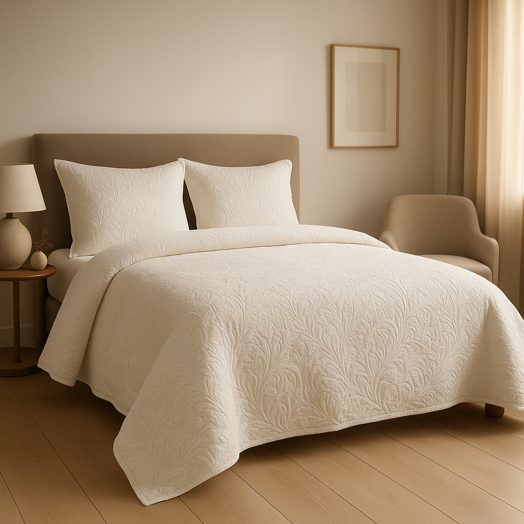 Dessus de lit en boutis matelassé pour une décoration de chambre élégante et raffinée