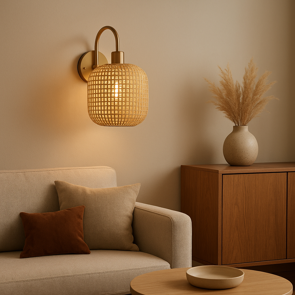 Applique murale rotin naturel pour éclairage d'ambiance chaleureux et design bohème