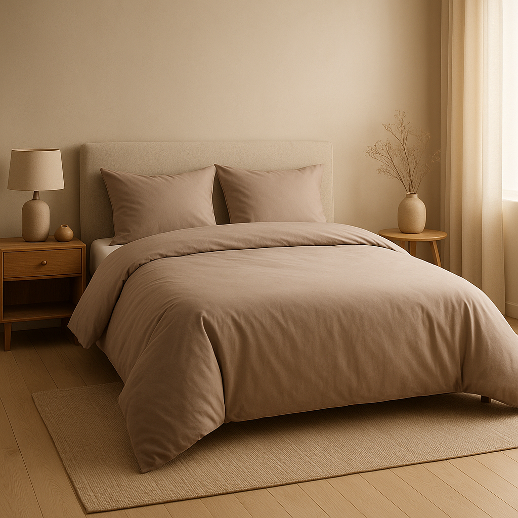 Housse de couette 140x200 en lin naturel, pour une déco de chambre apaisante et élégante.