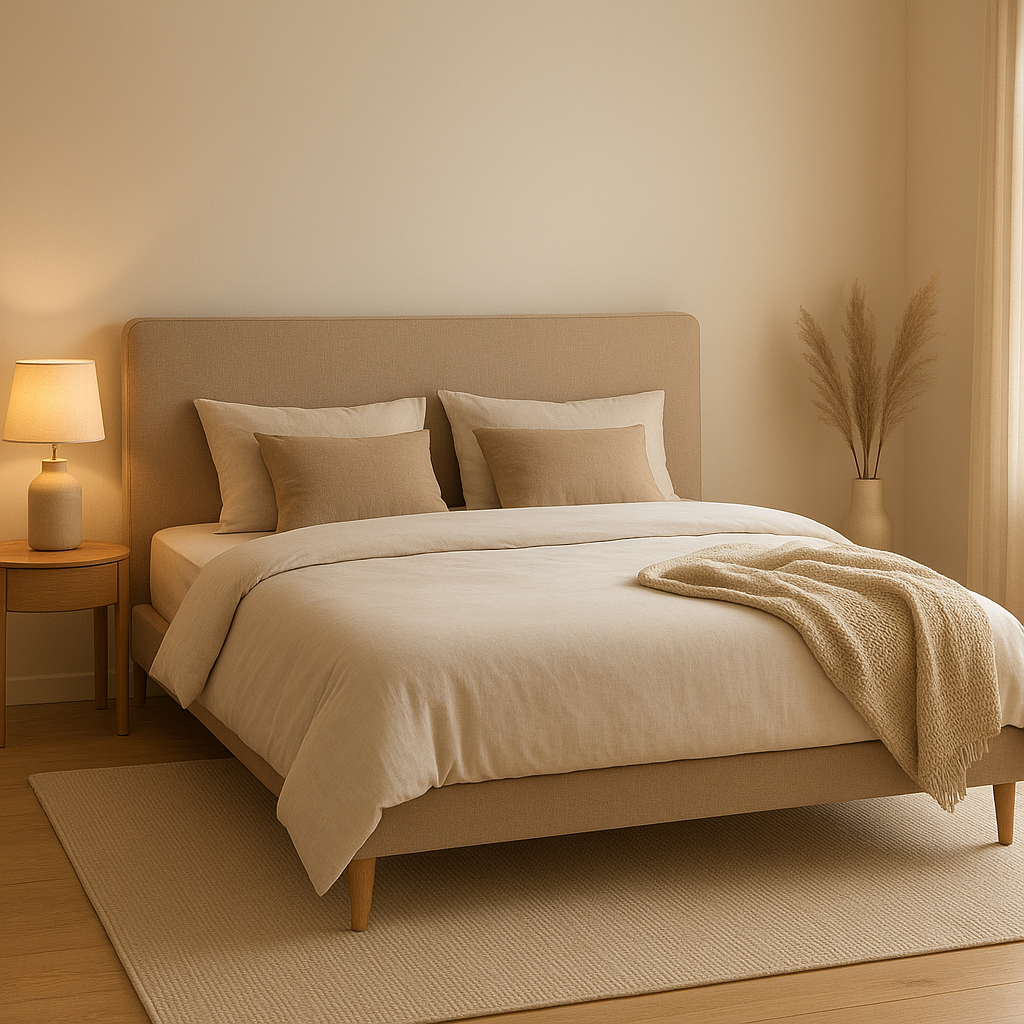 Tête de lit 180 cm en tissu gris, design moderne et tête de lit capitonnée pour chambre.