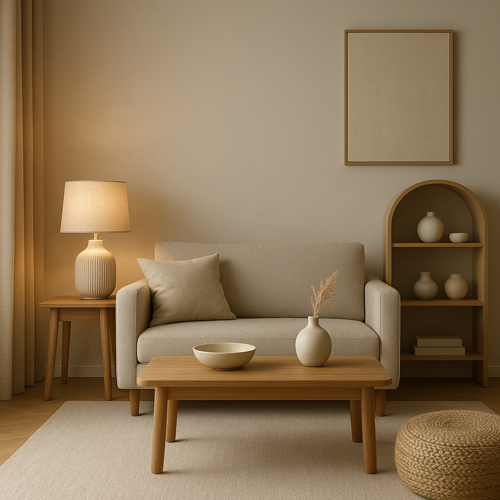 Décoration chambre élégante avec suspension, tête de lit et linge de maison assortis