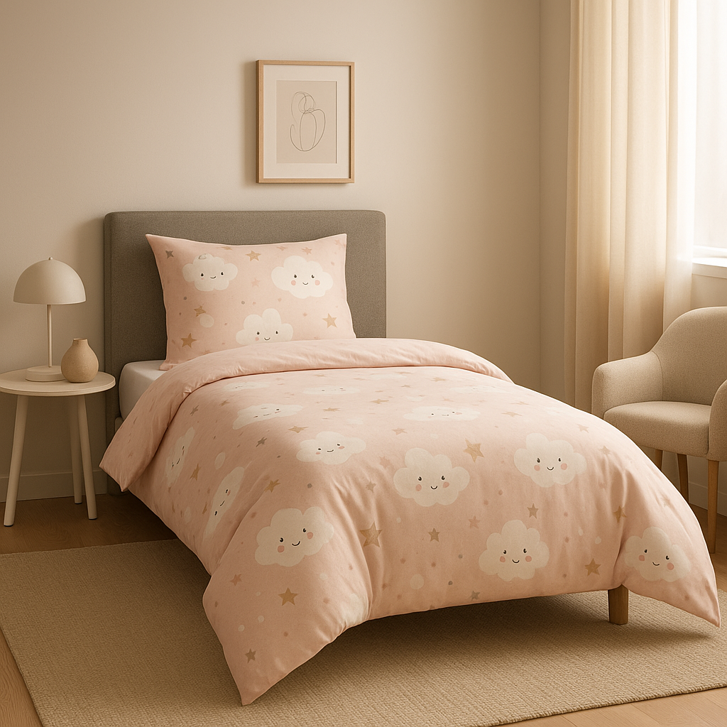 Housse de couette pour fille avec motif floral et couleurs douces pour une chambre d'enfant