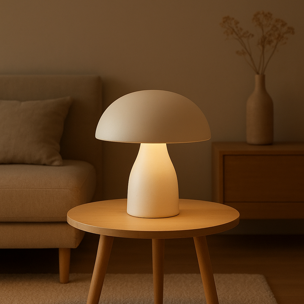 Lampe champignon design en céramique pour une ambiance douce et naturelle en intérieur