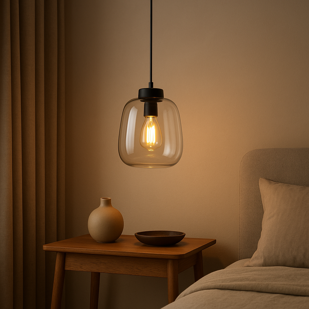 Suspension en verre soufflé pour éclairage d'intérieur design et épuré