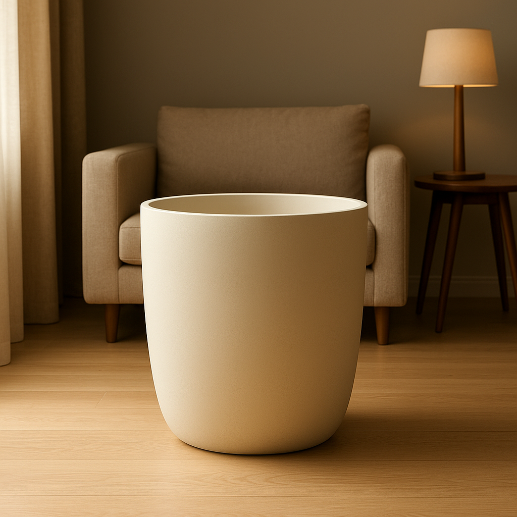 Grand cache-pot en céramique pour plantes d'intérieur, design moderne et épuré.