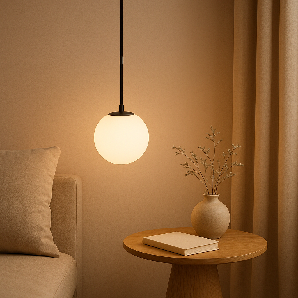 Lampe de chevet suspendu design pour un éclairage d'ambiance moderne au-dessus de votre table de nuit.