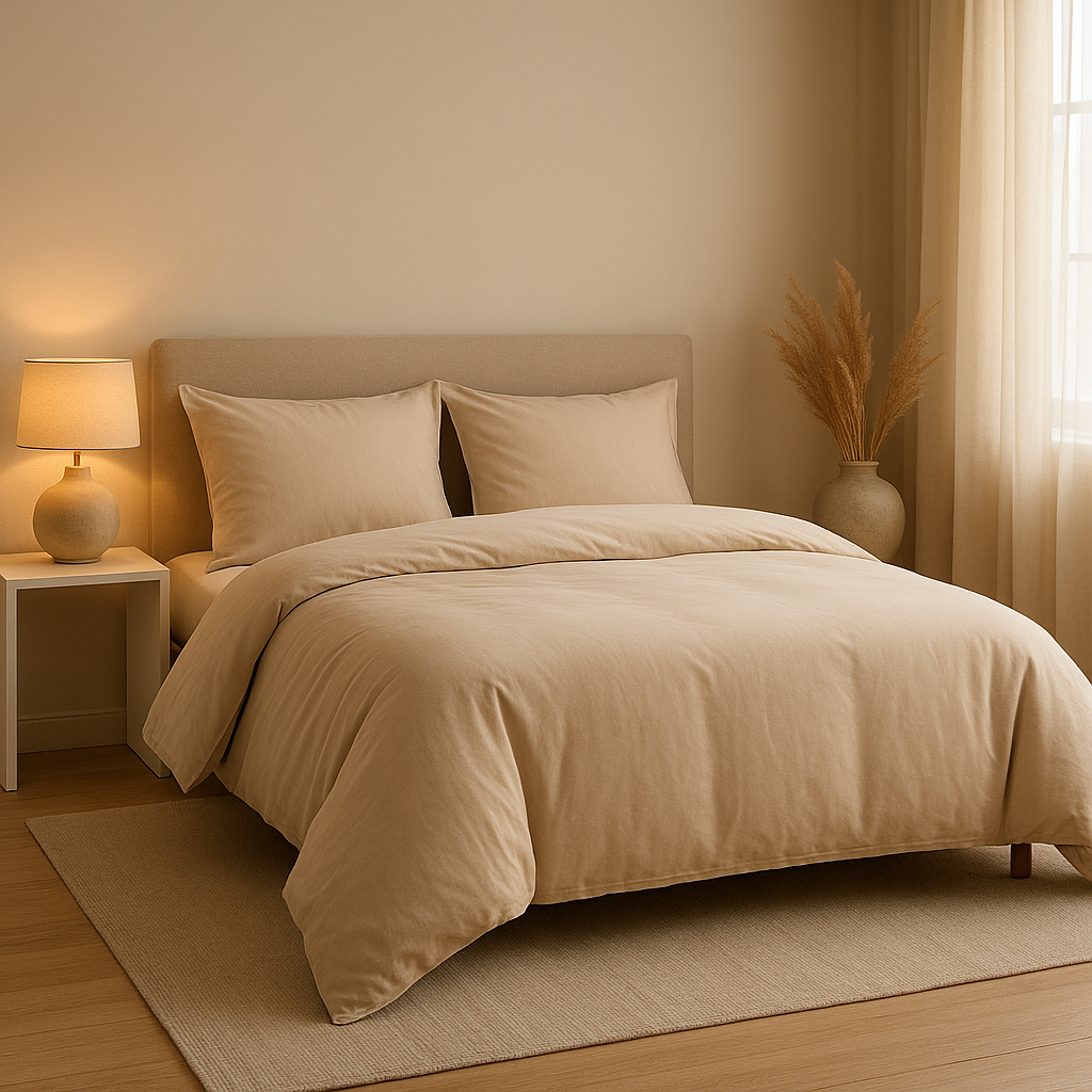 Parure de lit 180x200 en lin naturel pour une chambre élégante et apaisante