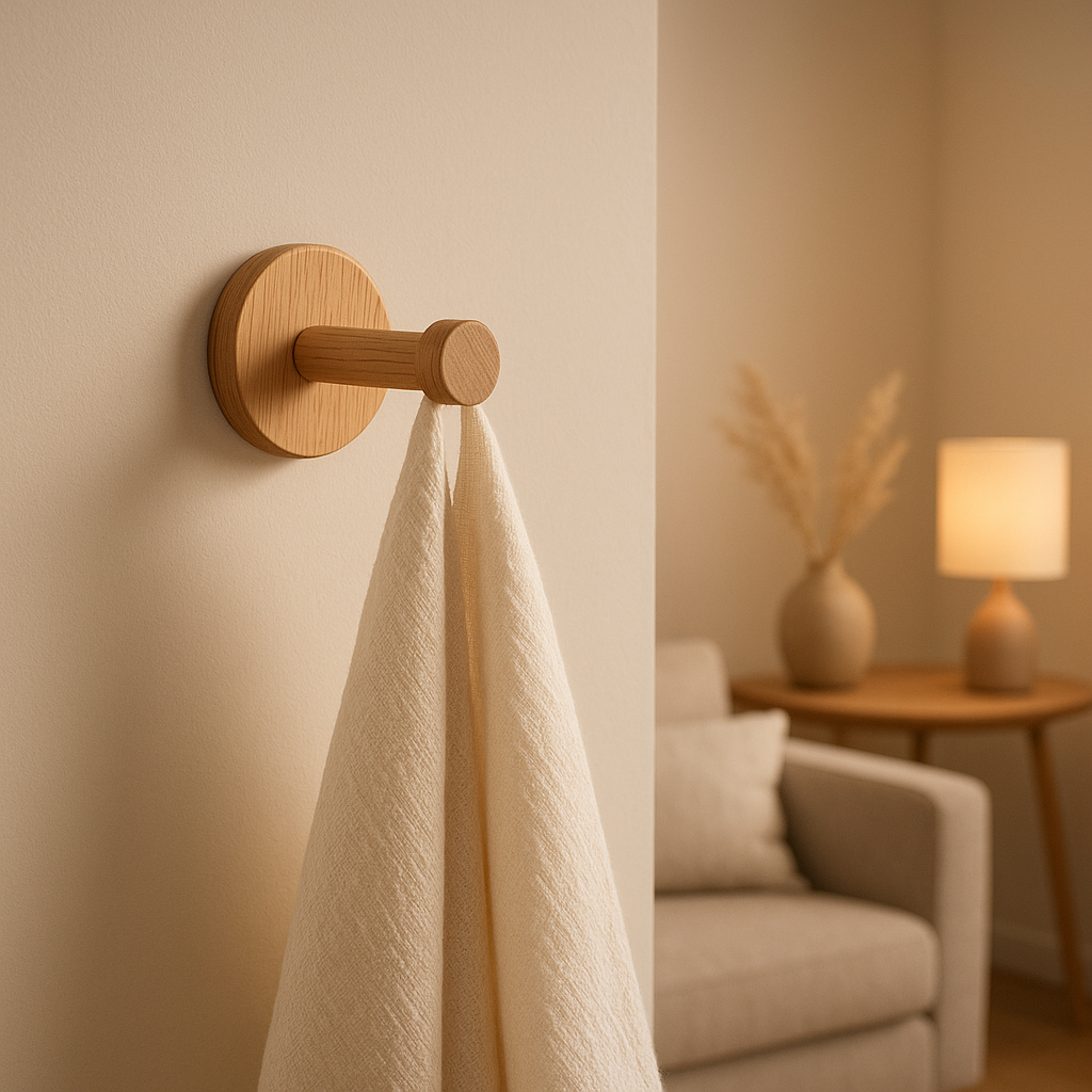 Patère en bois massif pour vestiaire ou entrée, design naturel et épuré