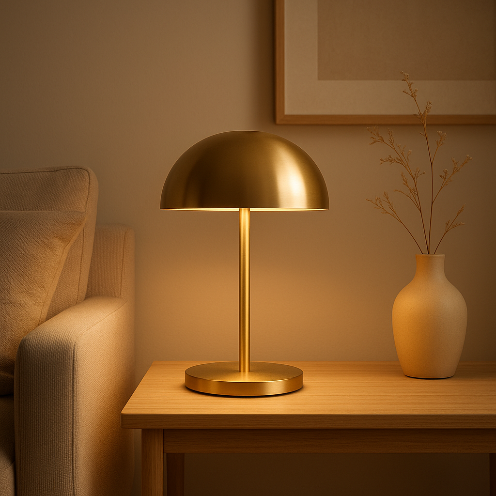 Lampe champignon doré, suspension design pour une ambiance chaleureuse et élégante