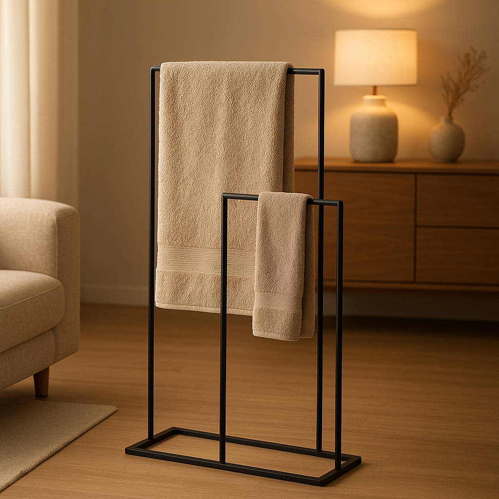 Portant serviette de bain mural en bois naturel pour salle de bain élégante et pratique