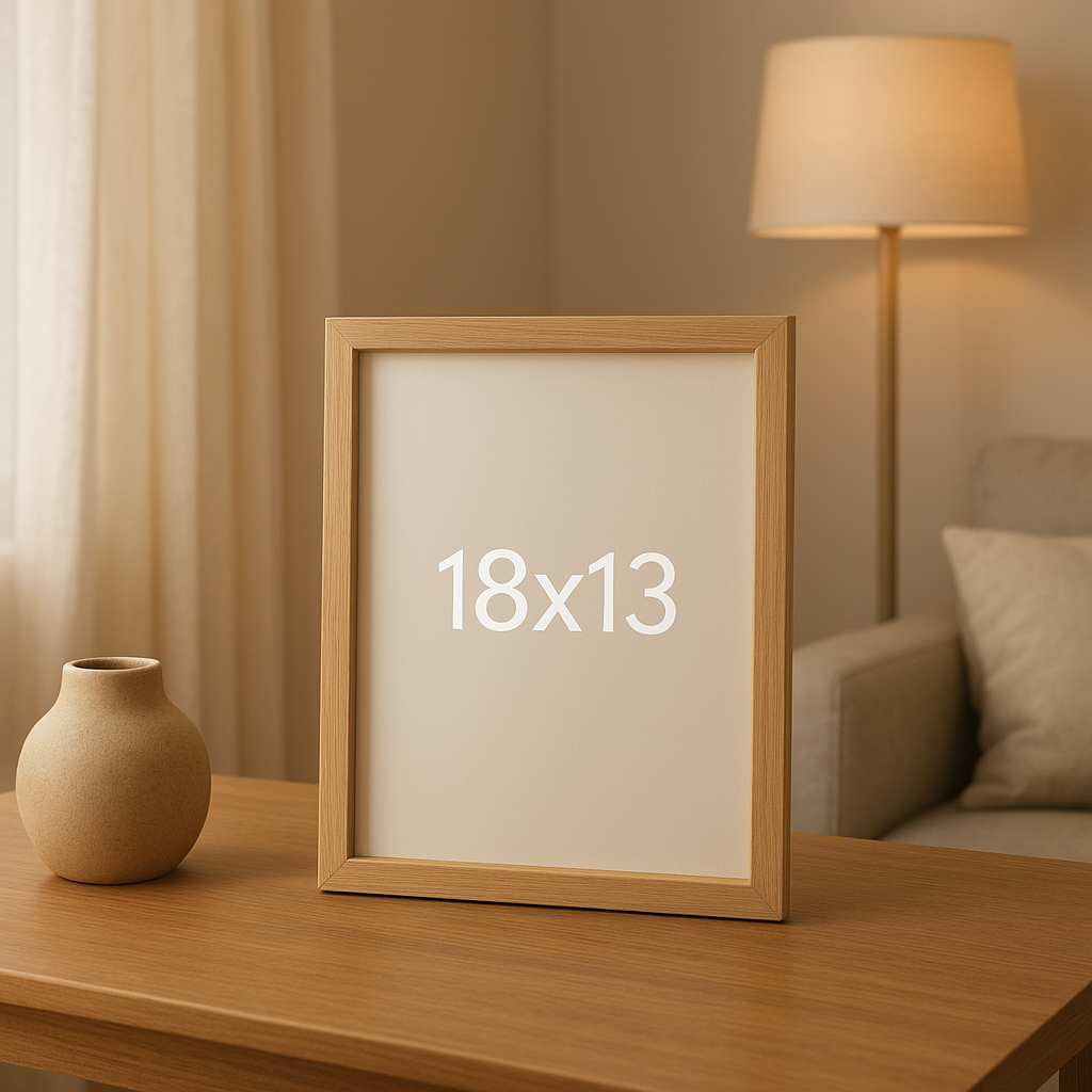 Cadre photo 18x13 en bois naturel pour afficher vos plus beaux souvenirs au mur.