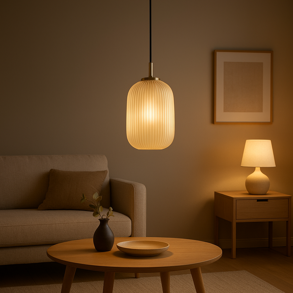 Suspension luminaire design pour salon, éclairage élégant et moderne au-dessus du canapé