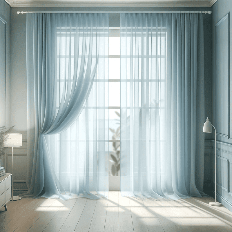 Léger voilage bleu ciel, apportant une touche de douceur et de fraîcheur à votre intérieur.