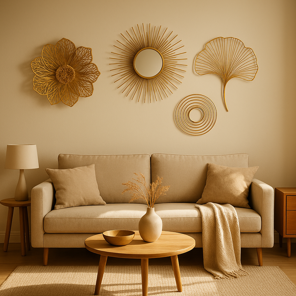 Décoration murale dorée élégante pour un intérieur lumineux et raffiné