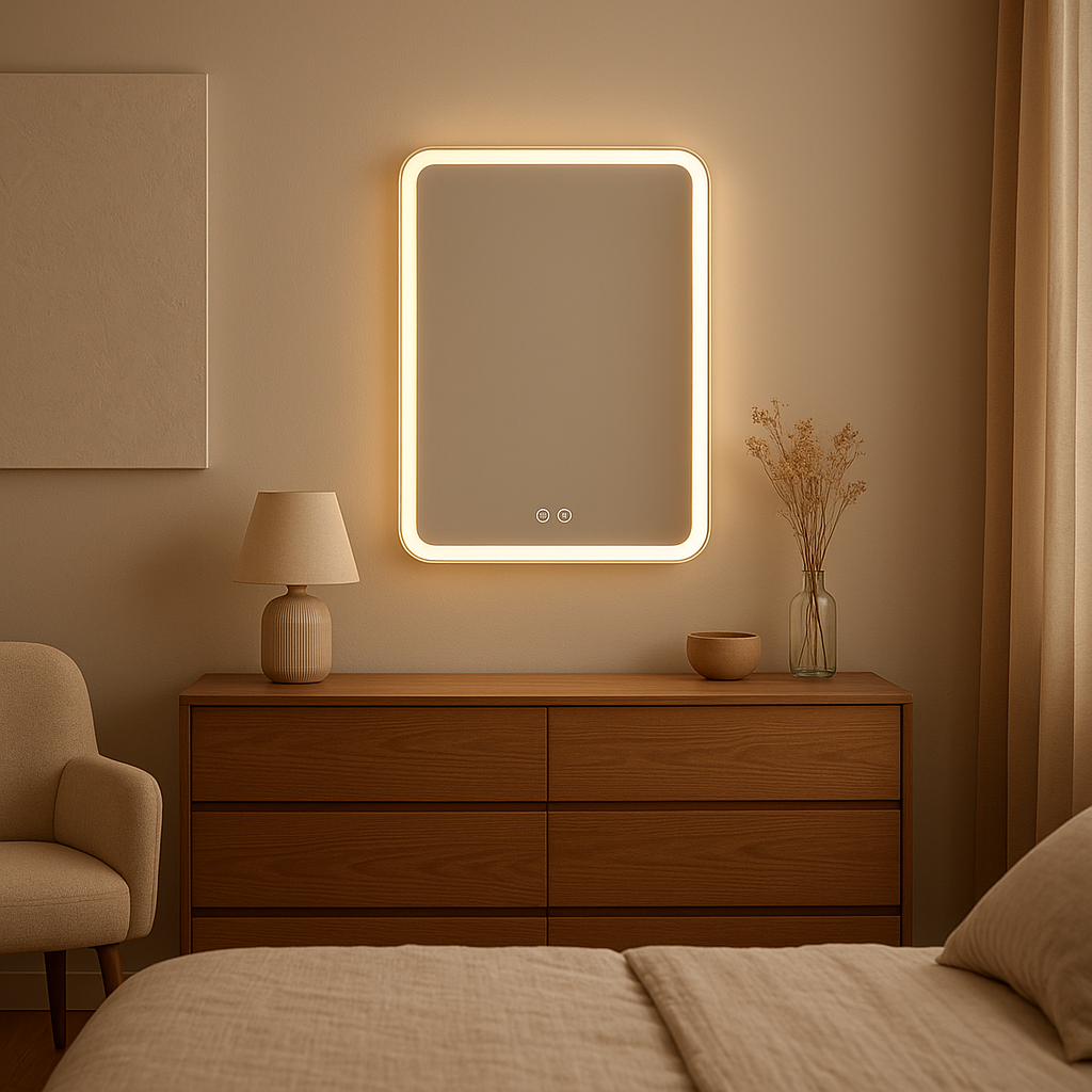 Miroir de salle de bain avec éclairage LED intégré pour un changement de style moderne