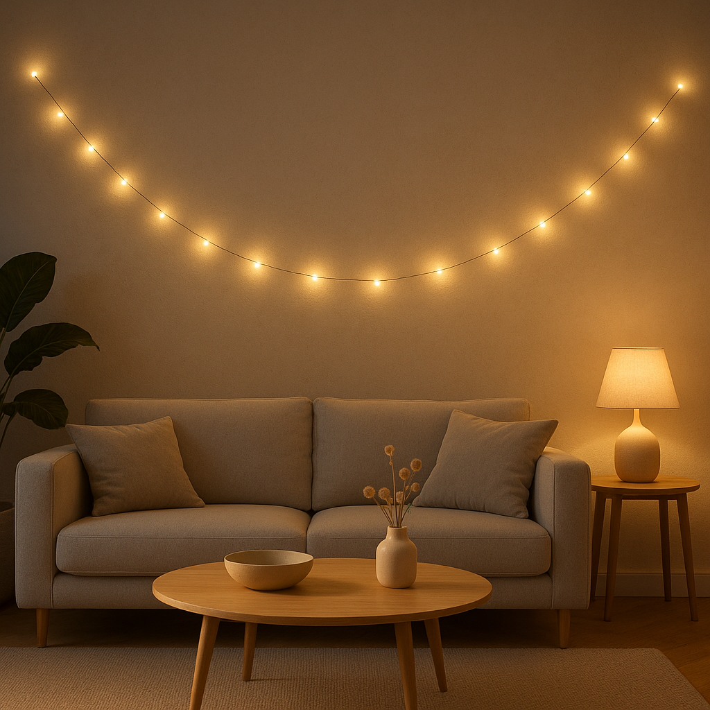 Guirlande lumineuse LED extérieure pour décorer votre jardin, terrasse ou balcon la nuit.